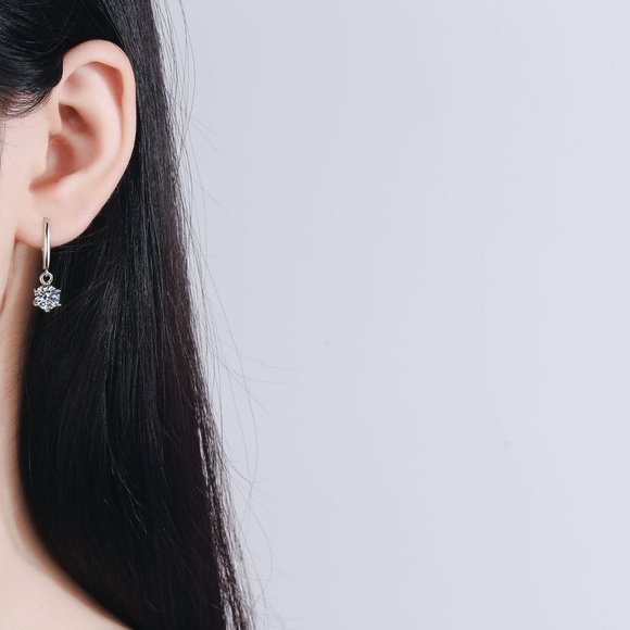 Certified 2ct. t.w. Diamond Moissanite Drop Earrings NEW - Picture 2 of 9